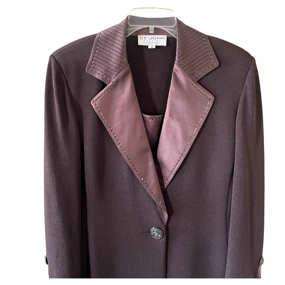 ST. JOHN EVENING by Marie Gray Women's Size 10 Brown Knit Elegant Jacket VTG USA - Picture 3 of 14
